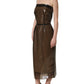 Brown Transparent Vinyl Sheath Midi Dress