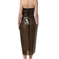 Brown Transparent Vinyl Sheath Midi Dress