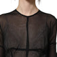 Black Long Sleeve Sheer Fitted Maxi Dress