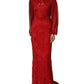 Red Embellished Mermaid Long Gown Dress