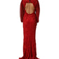 Red Embellished Mermaid Long Gown Dress