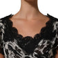 Black Silk Floral Lace Ricamo Ball Maxi Dress