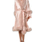 Light Pink Silk Turkey Feather Wrap Midi Dress