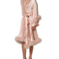 Light Pink Silk Turkey Feather Wrap Midi Dress