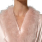 Light Pink Silk Turkey Feather Wrap Midi Dress