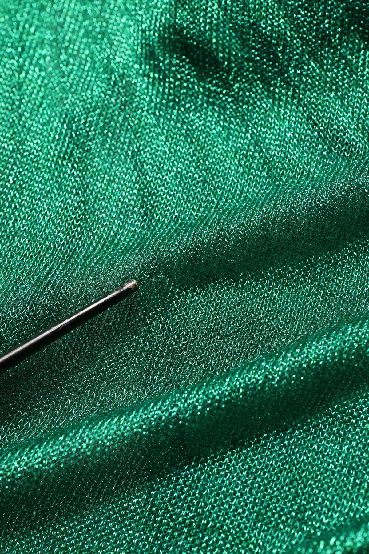 Emerald Green Plissé Evening Gown Dress