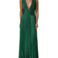 Emerald Green Plissé Evening Gown Dress
