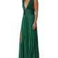 Emerald Green Plissé Evening Gown Dress