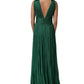 Emerald Green Plissé Evening Gown Dress