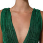 Emerald Green Plissé Evening Gown Dress