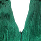 Emerald Green Plissé Evening Gown Dress