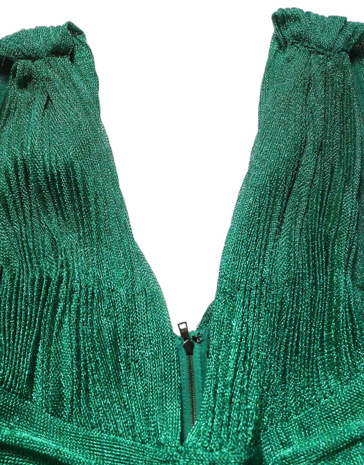 Emerald Green Plissé Evening Gown Dress