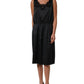 Black Polyester LaceTrim Sheath Midi Dress
