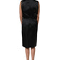 Black Polyester LaceTrim Sheath Midi Dress