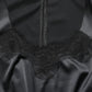 Black Polyester LaceTrim Sheath Midi Dress