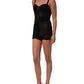 Sleeveless V-neck Shift Knee Length Black
