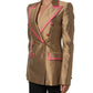 Gold Silk Double Breasted Coat Blazer Jacket