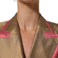Gold Silk Double Breasted Coat Blazer Jacket
