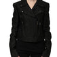 Black Floral Brocade Biker Blouson Jacket