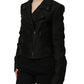 Black Floral Brocade Biker Blouson Jacket