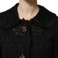 Black Embellished Guipure Lace Coat Jacket