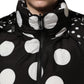 Black White Polka Dot Hooded Blouson Jacket