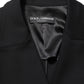 Black Double Breasted Crepe Blazer Jacket