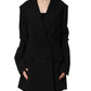 Black Double Breasted Crepe Blazer Jacket