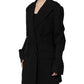 Black Double Breasted Crepe Blazer Jacket