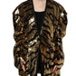Black Gold Sequin Tiger Stripe Blazer Jacket