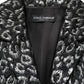 Black Silver Jacquard Leopard Coat Jacket