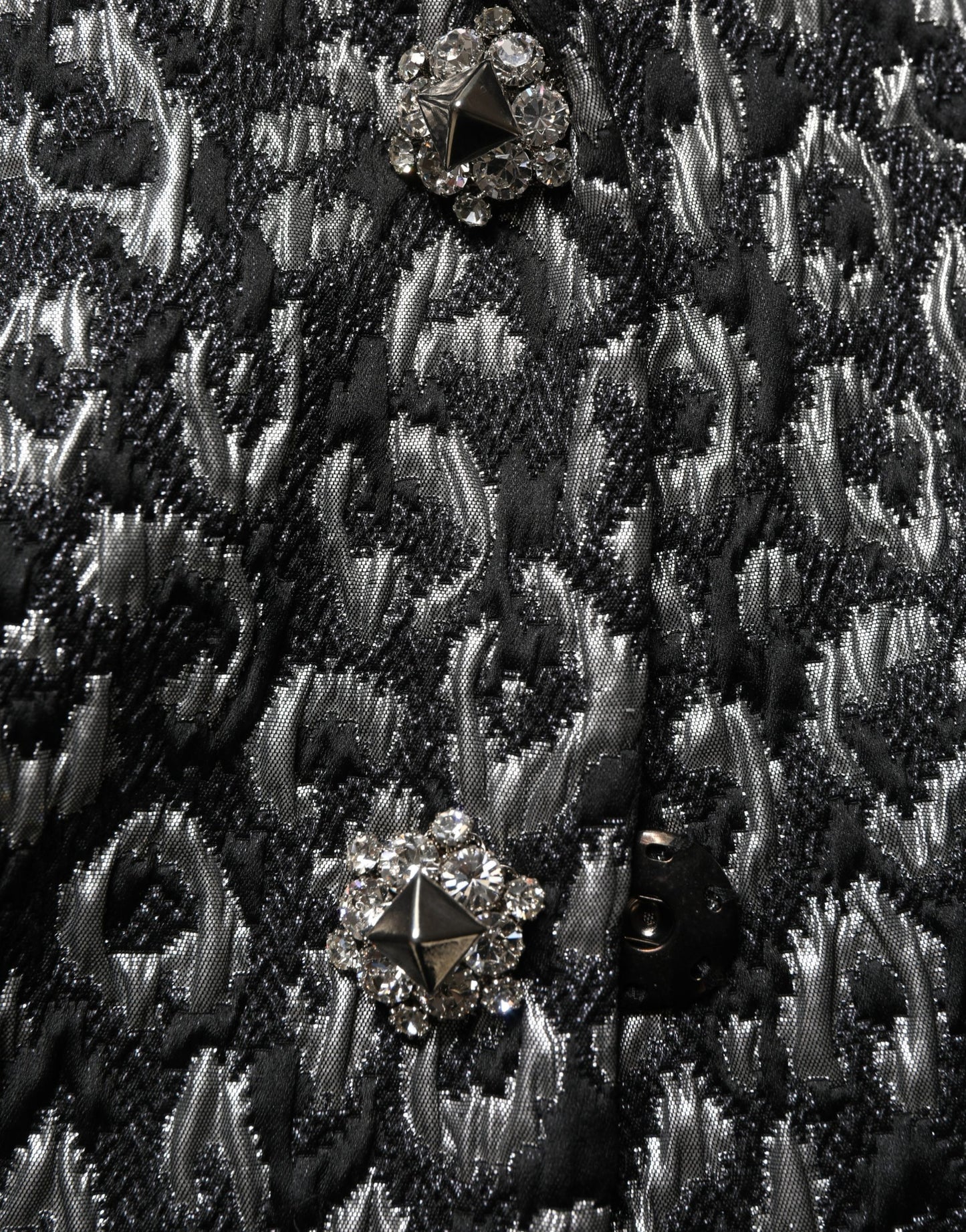 Black Silver Jacquard Leopard Coat Jacket