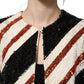 Multicolor Stripe Sequin Duster Coat Jacket