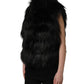 Black Acrylic Faux Fur Sleeveless Vest Jacket