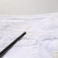 White Distressed Cotton Denim Mini Skirt
