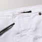 White Distressed Cotton Denim Mini Skirt
