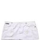 White Distressed Cotton Denim Mini Skirt