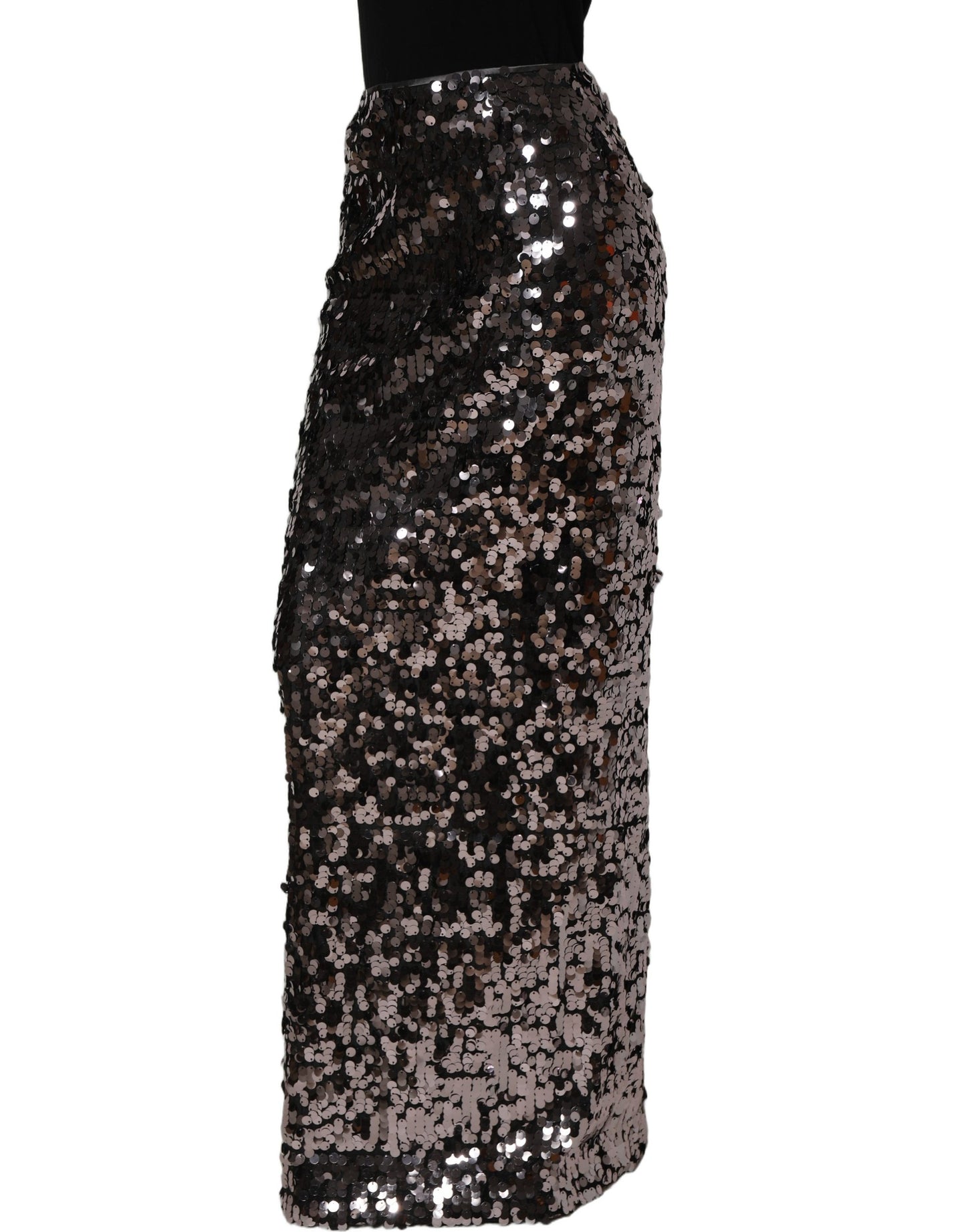 Brown Sequinned Embellished PencilCut Skirt