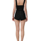 Black Floral Lace Corset Bodycon Bodysuit