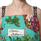Multicolor Silk Vegetable Print Cropped Top