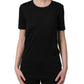 Black Cotton Short Sleeves Crew Neck T-shirt
