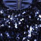 Blue Sequined Long Sleeves Crop Blouse Top