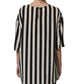 Black White Stripes Round Neck Blouse Top