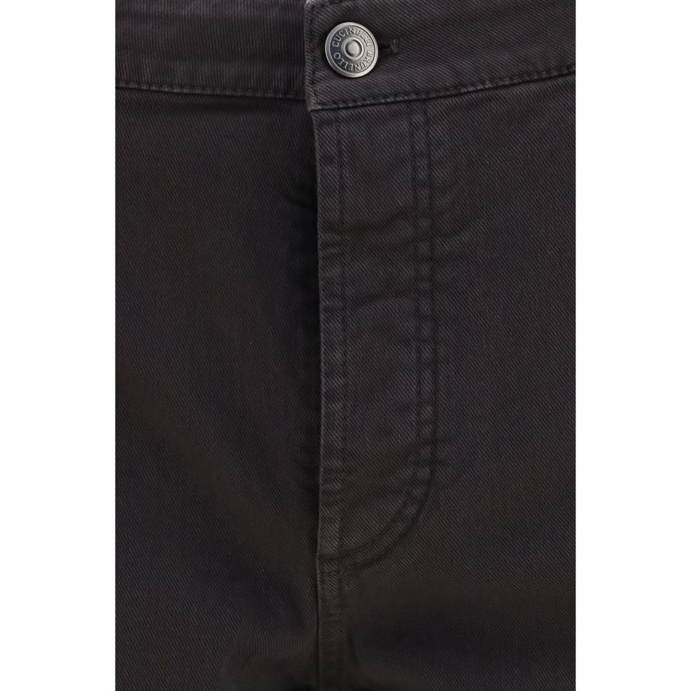 Brown Cotton Cropped Jeans