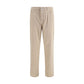 Beige Cotton Casual Pants