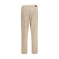 Beige Cotton Casual Pants