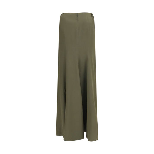 Bicolor Silk Long Skirt