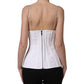 White Brown Cotton Sleeveless Corset Top