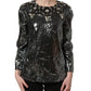 Metallic Gray Sequin Embellished Blouse Top