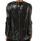Metallic Gray Sequin Embellished Blouse Top